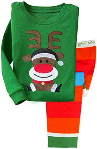 Hapajas Cotton Cute Little Boys Christmas Pajamas Children Sleepwear 5Y Green