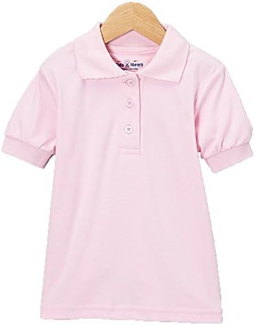 Little Boys Girls Pink Button Closure Collar Short Sleeve Casual School Polo 4