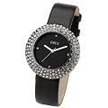 Oasis Women's Quartz Watch with Silver Dial Analogue Display and Black Leather Strap B981