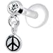 Silver 925 Clear CZ Dangling Peace Sign Tragus Earring