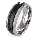 Domed Titanium Ring with Black Carbon Fiber Inlay (7.0mm) - Sizes 6 - 13
