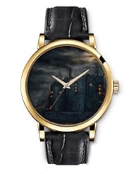 SPRAWL Aanalog Fashion Series Gold Ladies Watches of Genuine Black Leather Strap,Unique Wrist Watch for Women Girls Designed with Castle at dusk