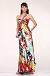 #55201 Print One Shoulder Satin Evening Prom Dress