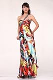 #55201 Print One Shoulder Satin Evening Prom Dress