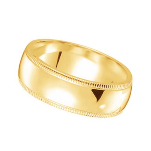 Men's Wedding Band Dome Comfort-Fit Milgrain 14k Yellow Gold (5 mm)
