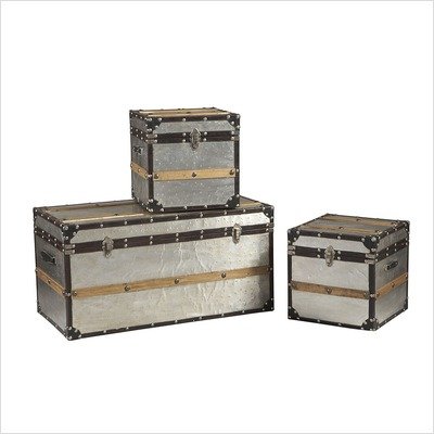 Set of 3 Storage Trunks in Aged Aluminum
