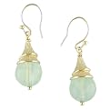 14K Gold-Over-Silver Round Drop Earrings Prehnite