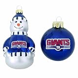 NFL New York Giants Snowman and Ball Mini Blown Glass Ornaments