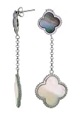Sterling Silver Black and White Mother of Pearl Clover Earrings