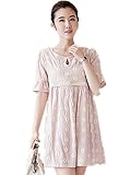 【TPGROWIN】 マタニティ ウェア 授乳服 ワンピース 授乳口付き 綿麻 半袖 フリル エレガント 準備 外出着 妊婦服 授乳 楽ちん 全3色 (L, ピンク)