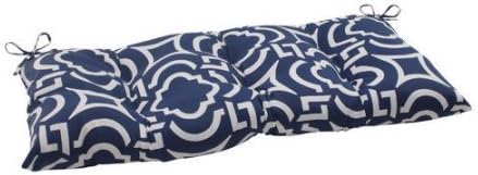 Pillow Perfect Outdoor/ Indoor Carmody Navy Wrought Iron Loveseat Cushion