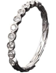 Half Eternity Moissanite Band Hand Crafted Stackable 14K White Gold Wedding Ring