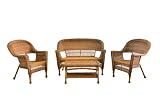 4pc Honey Wicker Conversation Set