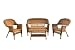 4pc Honey Wicker Conversation Set