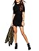 Leadingstar Women's Elegant Pure Black Half Sleeve Turtle Neck Solid Dresses