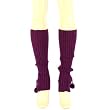 Winter Ski Ribbed Knit Pompom Leg Warmers Dancer Purple