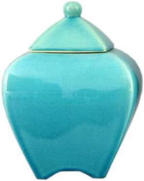 Aqua Majolica Pattern Jade Green Decorative Jar Home Accessories, 8.5L x 8.5W x 12.5H in.