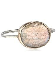 Melissa Joy Manning 14k Gold and Sterling Silver Bezel Set Labradorite Freeform Ring, Size 7