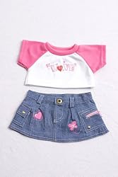 20143-Love T Shirt & Jean Skirt Clothes for 14" - 18" Stuffed Animals and Dolls