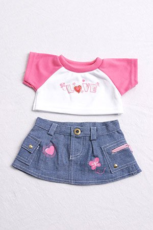 Love Tshirt & Jean Skirt Fit Build a Bear