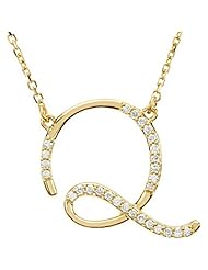 14K Yellow Gold Diamond Initial Necklace "Q" -- LIFETIME WARRANTY