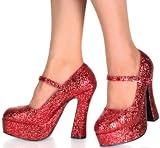 DOL50 by Pleaser Sexy 5 Chunky Heel Red Glitter Mary Jane Platform Shoes