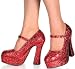 DOL50 by Pleaser Sexy 5 Chunky Heel Red Glitter Mary Jane Platform Shoes