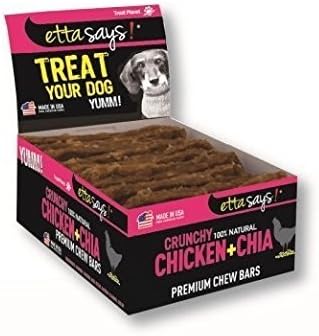 etta says! Premium Crunchy Chew Bars - All Natural - Chicken + Chia - Made in The USA (12 Count Pack of 1)