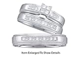 Stunning 3 Pc.14k. White Gold Princess Cut Diamond Trio Wedding Set For Him and Her