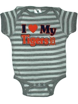 Detroit Tigers MLB Newborn Baby Striped Creeper Made In The USA (0/6 Months)