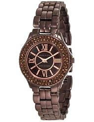 Anne Klein Womens 10/9537BMBN Swarovski Crytals Accented Brown Ion-Plated Bracelet Watch