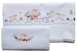Handmade Sheets with Matching Pillow - (100% Emboidery by Hand)