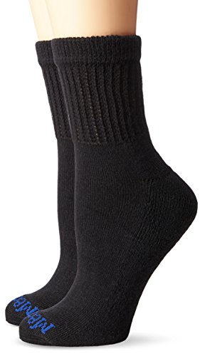 PEDS Women's Diabetic Quarter Socks with Non-Binding Funnel Top 2 Pairs, Black, 10-13