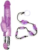 Purple Jelly Crystals Rabbit Vibrator Pearl Adult Anal Sex Toy Kit