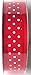 50 Yards x 1.5 inches Wire-Edge Ribbon, White Polka Dots on Red
