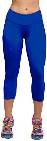 Vwhite Women's Girls Candy Color Sexy Sliming Sports Pants Crop Capri Leggings Blue US 4-10