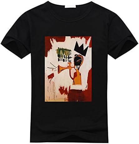 Feqi Men's Jean Michel Basquiat Short Sleeve Cotton Diy T-Shirt For Men Large Black