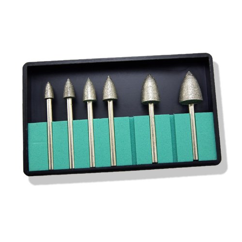 6pc Bullet-Shaped Diamond Rotary Files 1/8