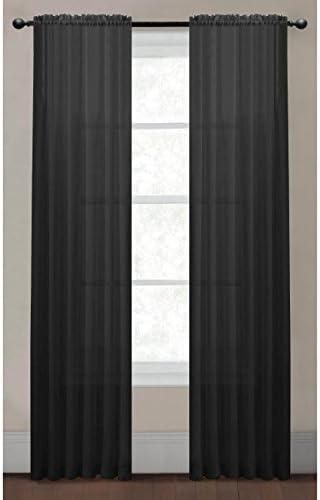 Window Elements Diamond Sheer Voile Extra Wide Rod Pocket Curtain Panel, 56 x 84-Inch, Black by YMF Carpets LLC