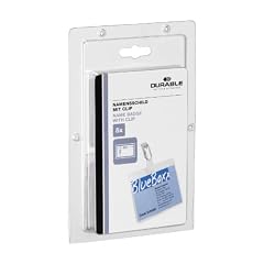 Durable 861219 Namensschild mit Nadel, 60 x 90 mm, transparent, Packung � 5 St�ck