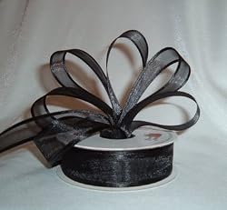 Organza Satin Edge Ribbon - 7/8" - 25 Yards (75 FT) - Black