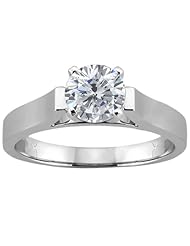 0.50 Ct Round Brilliant Certified Solid 14k White Gold Diamond Resizable Ring