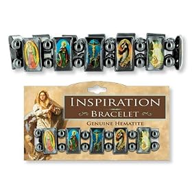 Click here to buy Inspiration Hematite Stretch Bracelet - Jesus, Mary and More by MyJewelThief.com.
