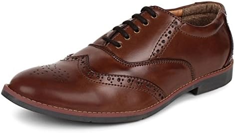 Adreno Men's Synthetic Brogue Formal Shoes 7 UK Brown