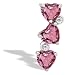 14K White Gold Genuine Heart Pink Tourmaline and Diamond 3-Stone Pendant