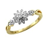 14k Two-Tone Gold Diamond Floral Wedding Engagement Ring / Band, Size 7.5 (HI, SI-I, 0.20 carat)