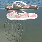 Ladies Just Married Flip Flops - White & Pink (Medium - Size 5-6) - X44