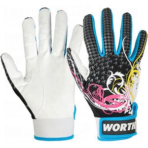 Worth Youth D1BG Fastpitch Batting Glove (Black, Small)