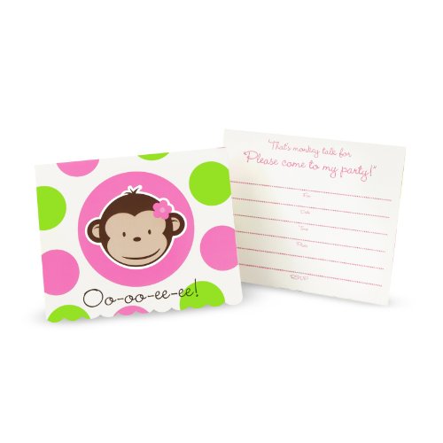 Pink Mod Monkey Invitations (8 count)
