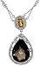 14k White Gold 15 Necklace, w/ 0.35 Carat Brilliant Cut Diamonds & 9.50 Total Carat Weight of 16x12mm Pear Cut Smoky Topaz & 6x4mm Oval Cut Citrine Stones